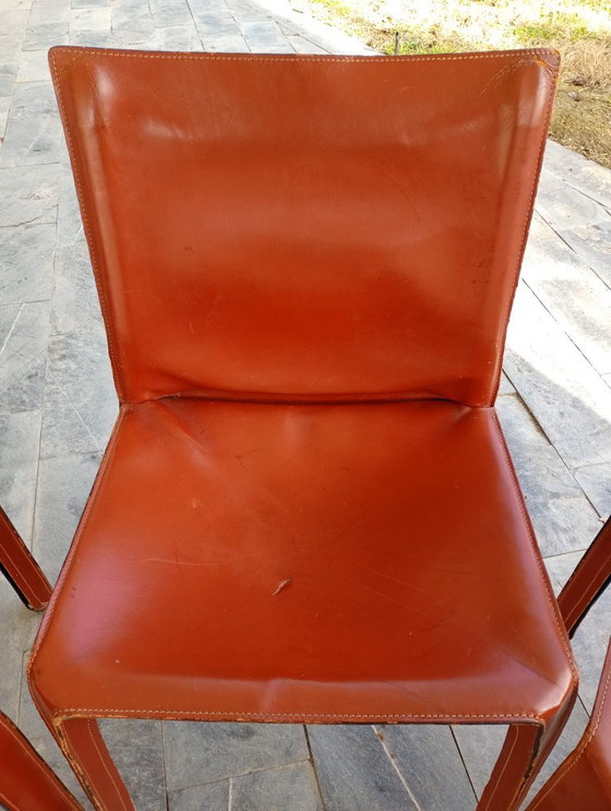Image 1 of 6 aniline leather chairs from the 70s created by Mario Bellini for Cassina, the brand is not present