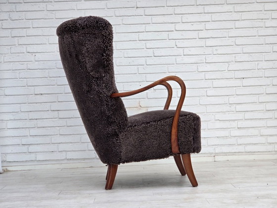 1960s, Danish armchair, reupholstered, genuine sheepskin. – Other (photo 13 of 22)