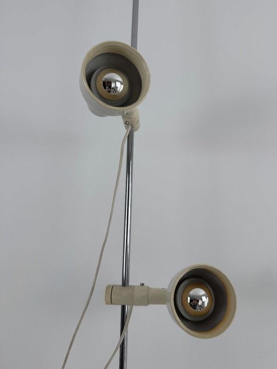 Image 1 of Vintage Adjustable Floor Lamp, Chrome and Beige Pressed ABS, France, 1970