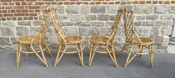 Image 1 of Set di 4 sedie in rattan Louis Sognot