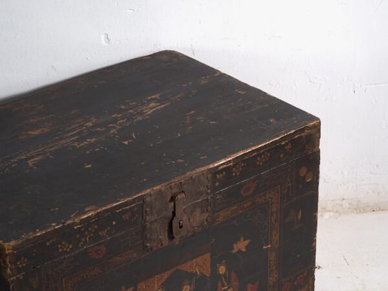 Malle ancienne peinte en bois de pin – Chine, circa 1900 – Armoires de rangement, Iron (photo 17 of 40)