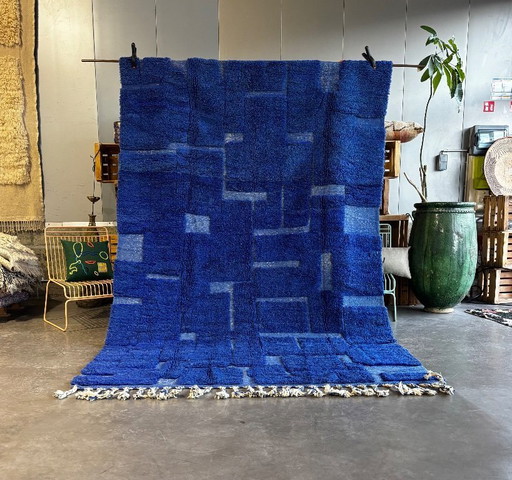 Berberblauw Nieuw Marokkaans Mrirt Wollen Tapijt 200x320 cm - Handgeweven Neutraal Berber Tapijt