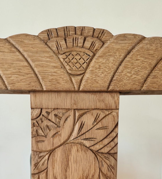 Image 1 of Set of 4 chairs - Solid oak - Art Deco style - 1940s