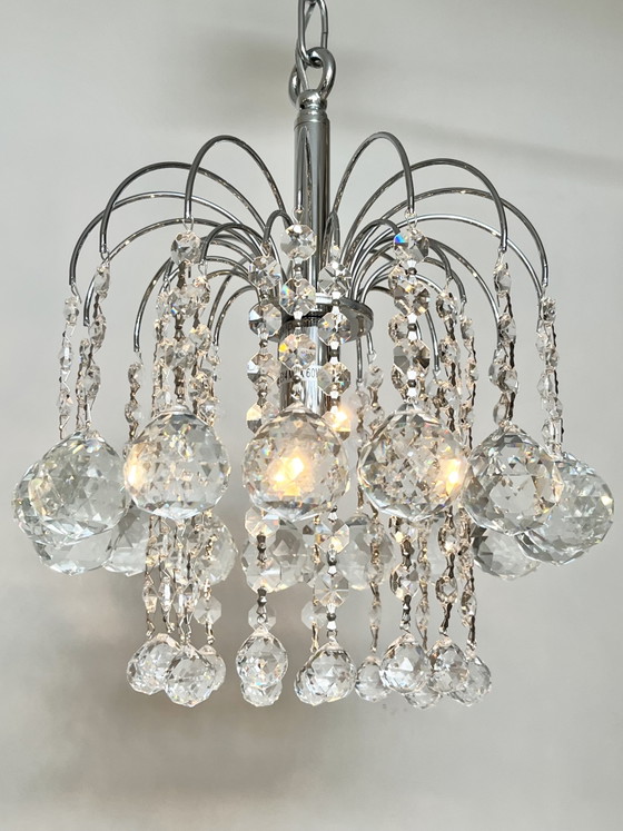 Image 1 of gemerkte SWAROVSKI STRASS kroonluchter hanglamp chrome vintage
