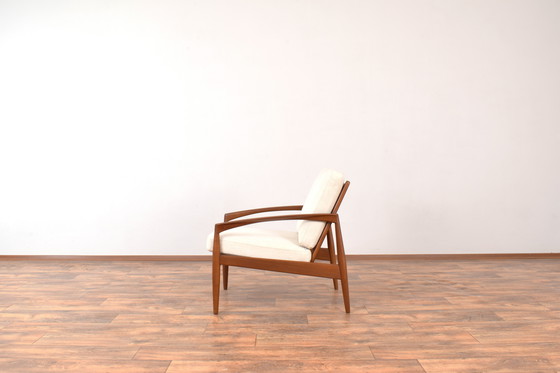 Image 1 of Chaise longue en teck à couteaux de papier entièrement restaurée par Kai Kristiansen pour Magnus Olesen, 1960S