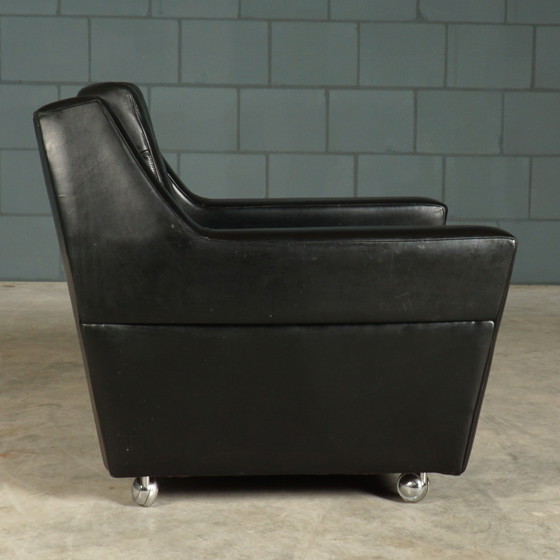 Image 1 of Fauteuil en cuir vintage - noir - années 1970