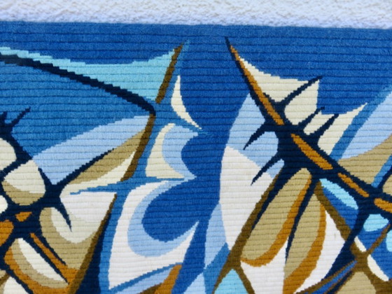 Image 1 of Arazzo Gilles Duvert, astratto, futuristico, arazzo in lana, Francia, anni '70