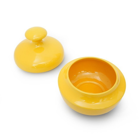 Image 1 of Vaso in ceramica gialla con coperchio di Enzo Bioli per Il Picchio, anni '70