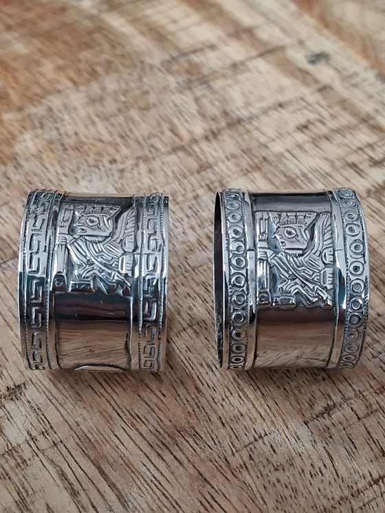 Anelli portatovaglioli peruviani in argento fatti a mano di metà secolo – Set di 2 – Accessori da tavola (photo 3 of 7)