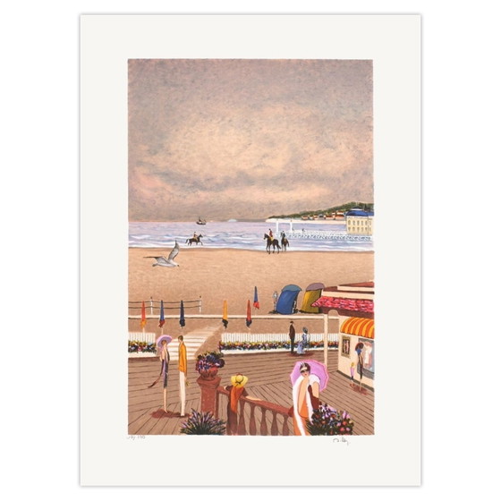 Ramon Dilley Lithographie Signée Deauville, Bord De Mer – Lithographies et sérigraphies, Paper (photo 2 of 5)