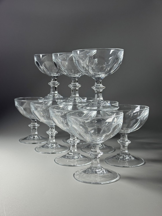 Image 1 of Set di 10 bicchieri da champagne in cristallo - Cristal d'Arques. Metà secolo