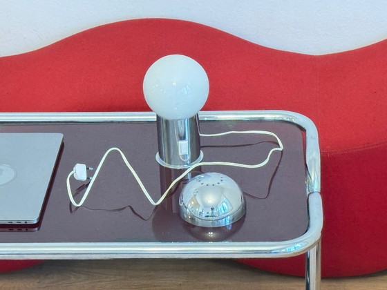 Image 1 of Vintage Space Age Chrome Table Lamp with Opaline Glass, 1970s