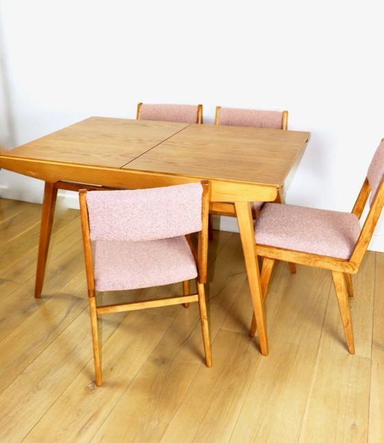 Image 1 of Sedie vintage rosa fucsia boucle - set da 6