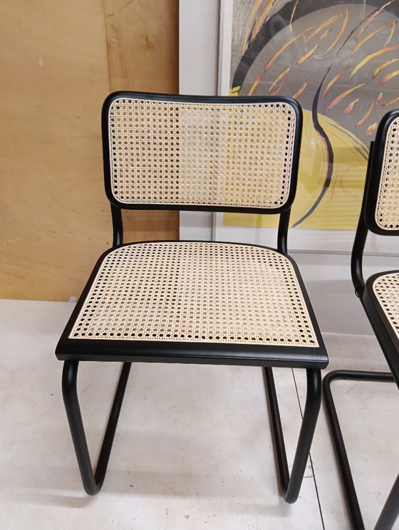 Image 1 of ALIVARMVSEVM 104. SET of 2 CESCA B32 Chairs (NEW) in Black Frame Limited Edition 
