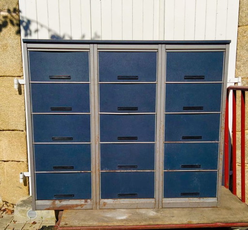 Vintage metalen kast 1970 - 15 kluisjes