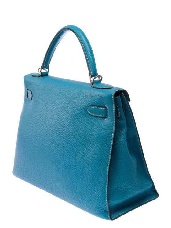 Image 1 of Borsa HERMES Kelly 32 in cuoio blu - 103442