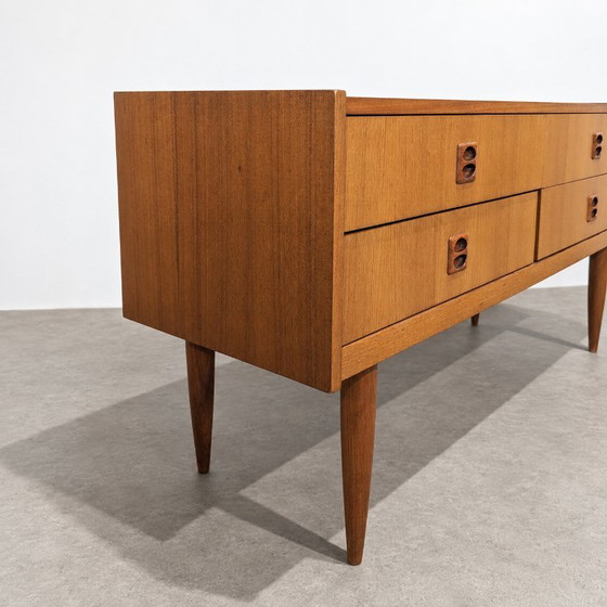 Mid-Century Teak Buffetkast Met Vier Laden – Buffetkasten, Wood, Vintage (photo 8 of 10)