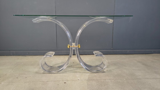 Image 1 of Konsolentisch aus Messing und Acrylglas, 1970er Jahre