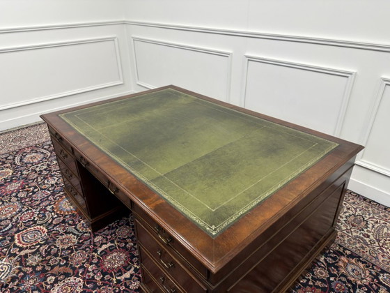 Grande Scrivania Partner Inglese Antica – Scrivanie, Leather, Wood (photo 19 of 22)