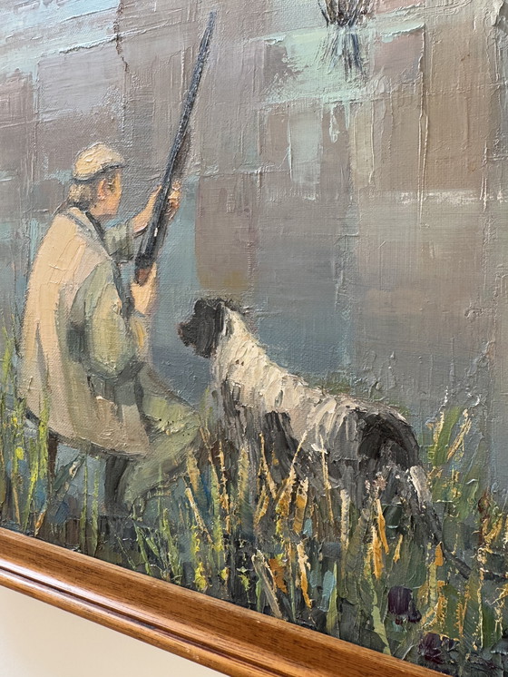 Image 1 of Tableau scène de chasse Suzette MEZIE