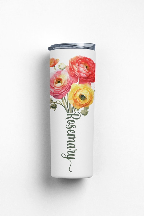 Image 1 of Personalized Birth Flower Tumbler, Custom Name Cup Birthday/Christmas/Mother's Day Gift for Her