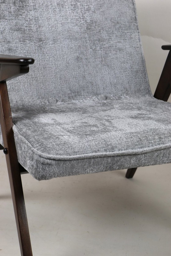 Image 1 of Fauteuil Bunny gris argenté de Józef Chierowski, années 1970