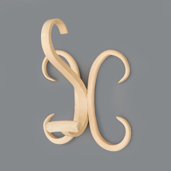Image 1 of White curved wood coat hook, 1960s