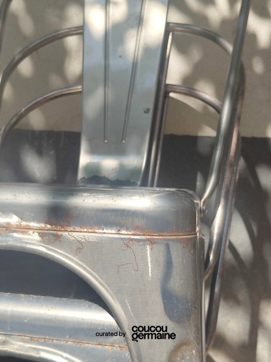 Image 1 of Set of 4 Tolix-style chairs, rust effect (2020s)
