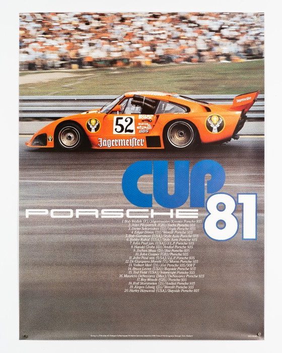 Image 1 of Porsche Cup 1981 – Original Vintage Porsche Poster by Erich Strenger – Motorsport Racing Wall Art – 102x76 cm
