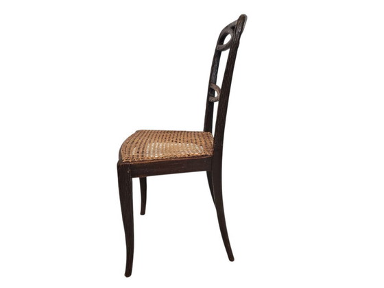 Image 1 of Horrix - Silla de comedor - (madera de cerezo) - Mimbre - La Haya - 1860