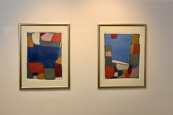 Anneke Umbgrove, ‘Composition Landscape’, Acrílico sobre papel, Firmado, Pinturas y dibujos, Vidrio, Dorado (foto 8 de 8)
