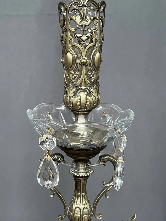 Lampadario. Bronzo argentato, cristallo. – Portacandele, Bronze, Crystal (photo 6 of 7)