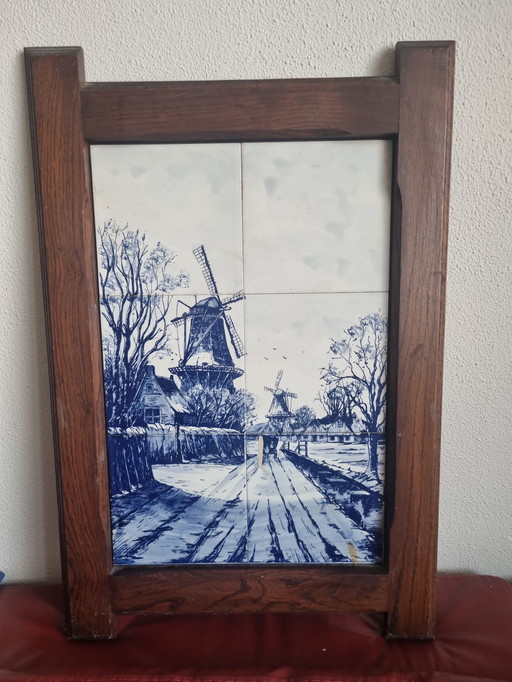 Delft blue landscape with mill