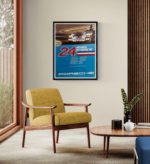 🏁 Originales Vintage-Poster / Plakat zum 24-Stunden-Rennen von Le Mans mit Porsche aus dem Jahr 1987 – XL 76 × 102 cm