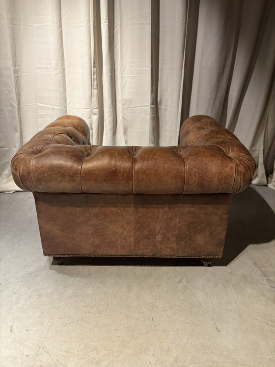 Image 1 of Divano Chesterfield 3 posti + poltrona xxl marrone cognac