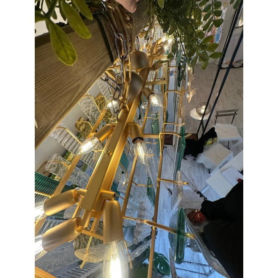 Image 1 of Monumental Rectangular Strip “Listelli” Murano Glass Chandelier by Simoeng