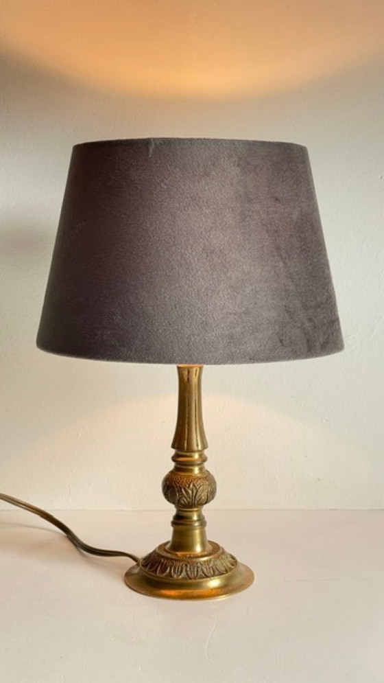 Lampada da Tavolo VINTAGE in Ottone Massiccio e Velluto – Lampade da tavolo (photo 14 of 16)