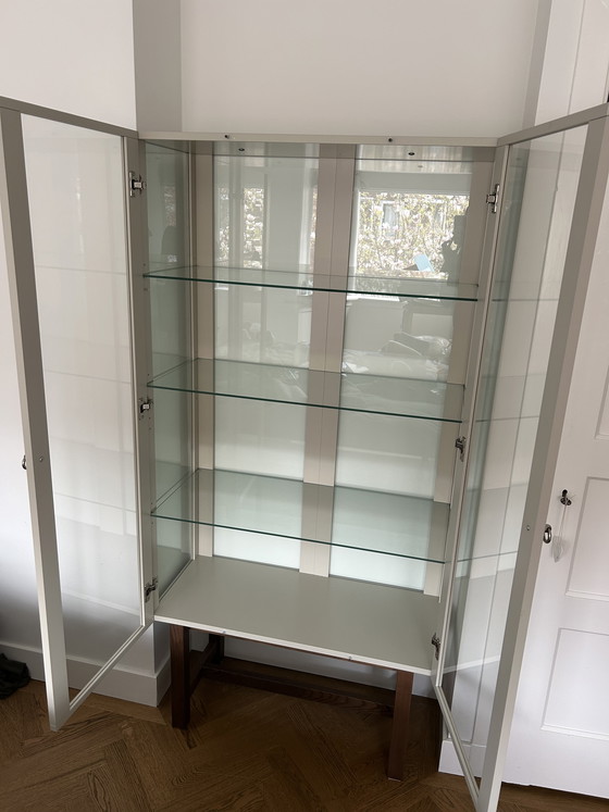 Image 1 of IKEA Stockholm display cabinet - grey with oak