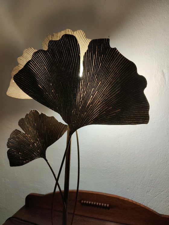 Image 1 of Goudkleurige Ginkgo-sculptuurlamp