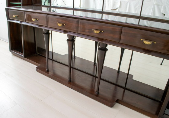 Image 1 of Buffet à miroir en noyer italien Guglielmo Ulrich, Mid Century Modern, années 1940