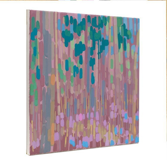 Image 1 of Painting "End of Winter", hand-painted unique piece, nature, landscape painting, acrylic painting 40x40cm