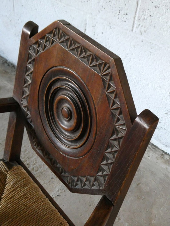 Image 1 of Poltrona bretone in rovere e paglia