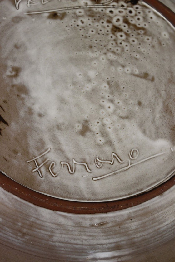 Image 1 of Serafino Ferraro a Vallauris - Impressionante piatto da parete decorativo in gres