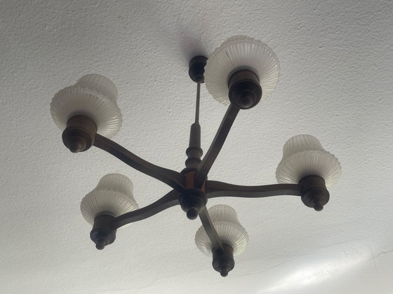 Image 1 of Art Deco Holzkronleuchter