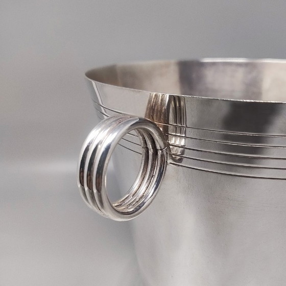 Image 1 of 1930s Gorgeous Art Deco Champagne or Ice Bucket by Udner in Silver Plated, Made in France