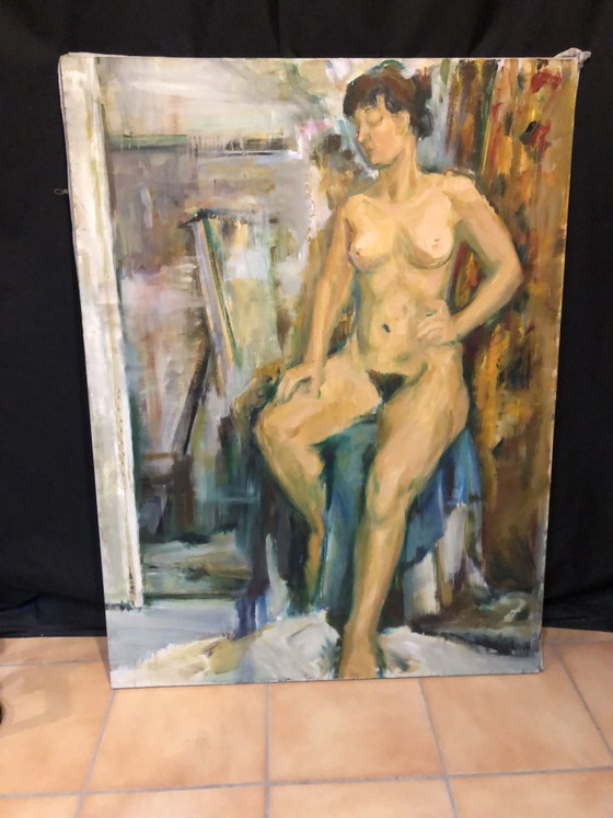 Image 1 of Kazuko Toyokawa (1919–1997) – Desnudo femenino de gran tamaño – Óleo sobre lienzo