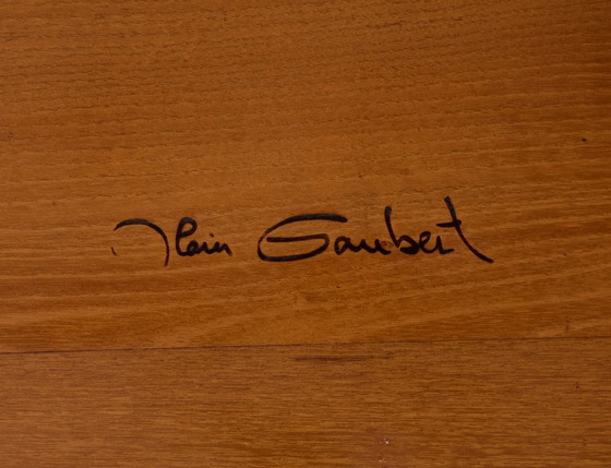 Image 1 of Salontafel van massief iepenhout van Alain Gaubert, vintage, circa 1980