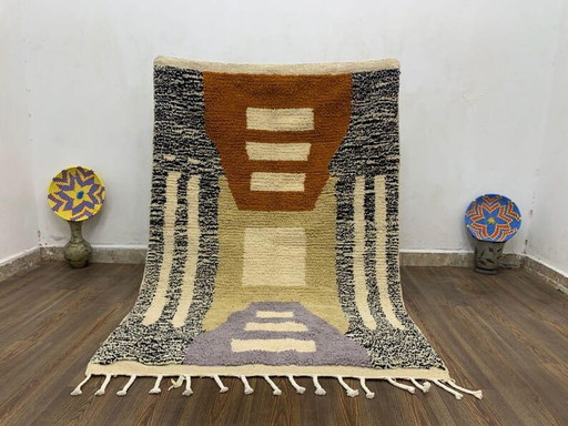 Alfombra tradicional artesanal de pura lana, tamaño 150 x 350 cm. – Aime Té, vloerkleden en tapijten, Wool