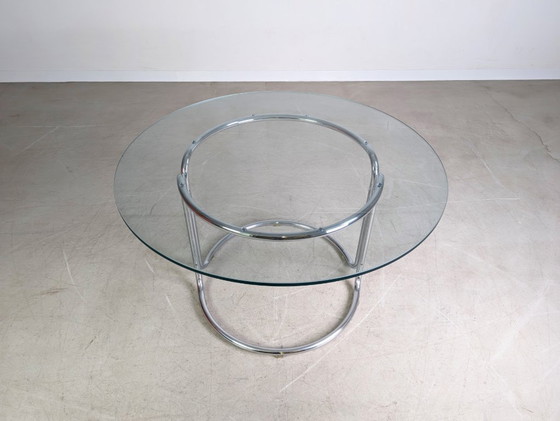 Image 1 of Original Midcentury dining table glass table chrome Space Age 1980