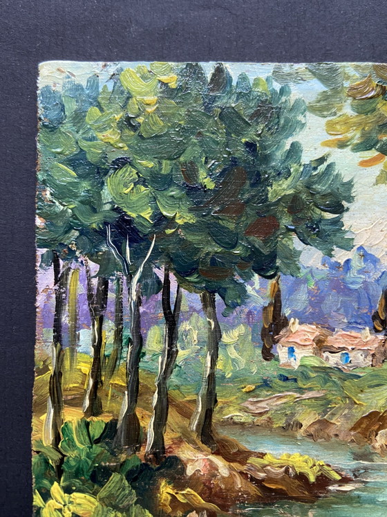 Edmond Flégier Signed French Oil Painting – Provence Landscape c.1950 – Paintings & Drawings, Wood (photo 8 of 8)